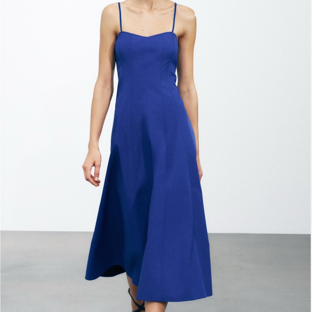 Zara Poplin Spaghetti Strap Dress size medium